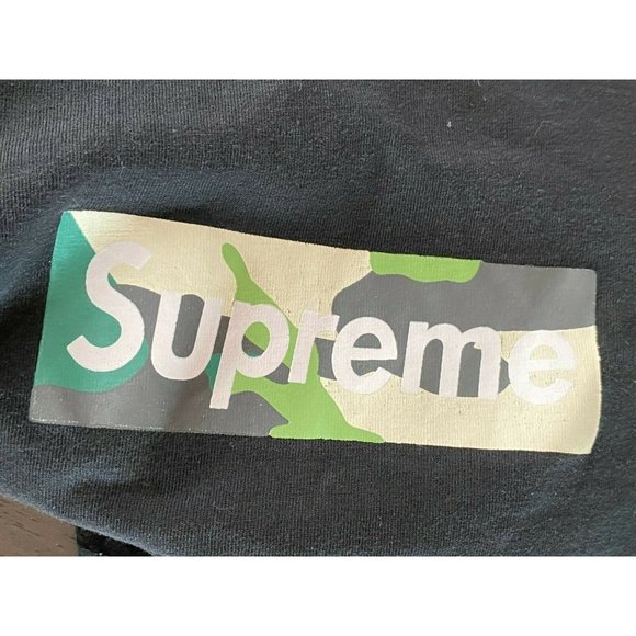 Supreme Brooklyn Store Green Camo Logo Box Black T-shirt Tee Top Women's Sz L - Picture 6 of 10